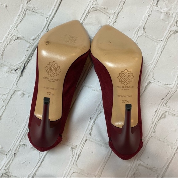 Nour Jensen Red Suede Heels 7 - Picture 6 of 6